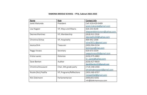 PTA E-Board 22-23