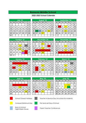 RMS Academic Calendar 2022-2023